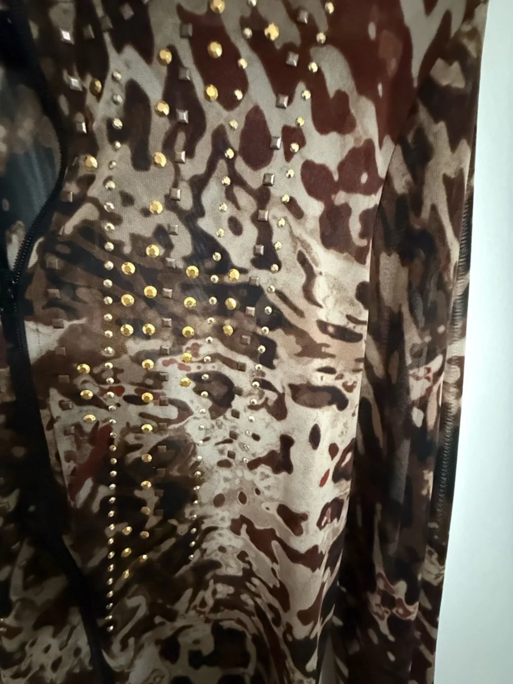 Brown Animal-Print Zip Front Utility Jacket with Stud Detail - Picture 5 of 5